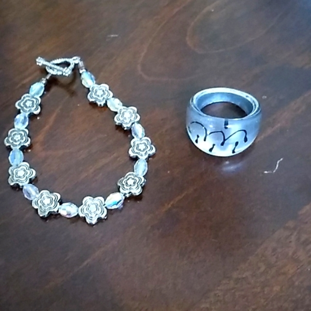 Flower bracelet and ring